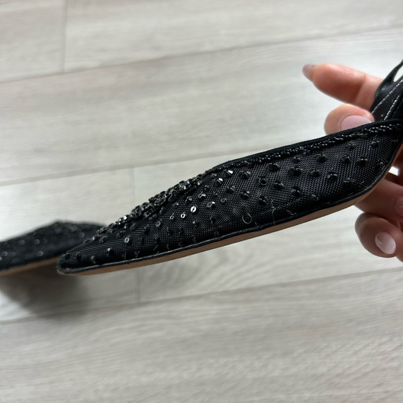 Rene Caovilla Black Sequin Pointed Toe Low Heels - Picture 11 of 13